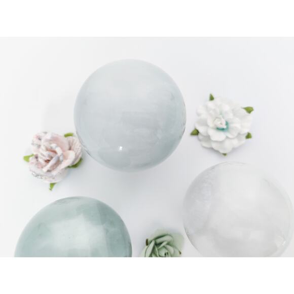 Blue with White Rabbit Hair Quartz Sphere - Picture 10 of 11